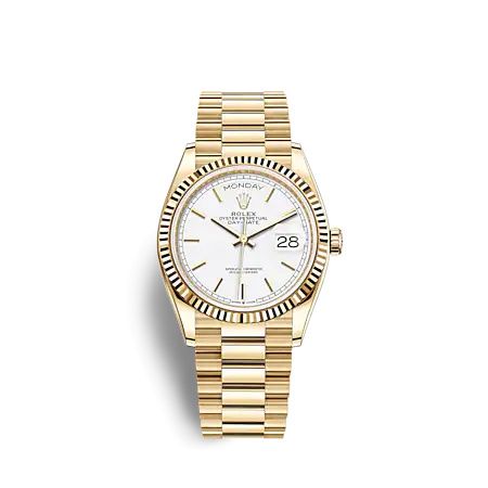 Rolex 128238-0081 : Day-Date 36 Yellow Gold / Fluted / White / President