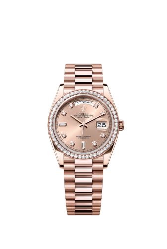 Rolex 128345RBR-0009 : Day-Date 36 Everose Gold / Diamond / Rose-Diamond / President