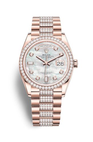 Rolex 128345RBR-0030 : Day-Date 36 Everose Gold / Diamond / MOP-Diamond / President-Diamond