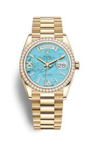 Rolex 128348RBR-0037 : Day-Date 36 Yellow Gold / Diamond / Turquoise / President