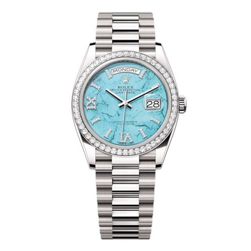 Rolex 128349RBR-0031 : Day-Date 36 White Gold - Diamond / Turquoise / President