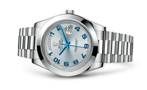 Rolex 218206-0010 : Day-Date II Platinum Ice Blue Arabic