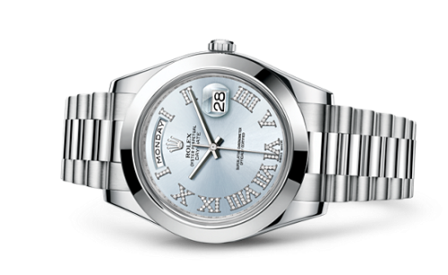 Rolex 218206-0052 : Day-Date II Platinum Diamond Romans