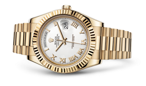 Rolex 218238-0037 : Day-Date II Yellow Gold Fluted White Roman