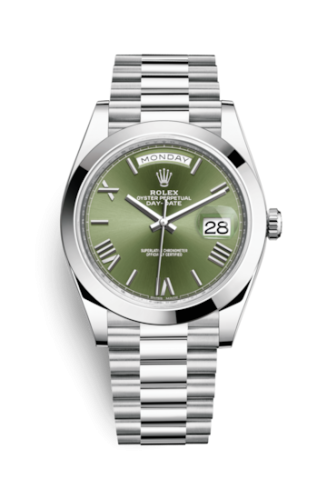 Rolex 228206-0027 : Day-Date 40 Platinum / Green - Roman