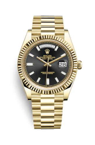 Rolex 228238-0004 : Day-Date 40 Yellow Gold / Black - Baguette
