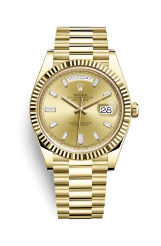 Rolex 228238-0005 : Day-Date 40 Yellow Gold / Champagne - Baguette