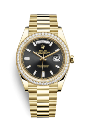 Rolex 228348RBR-0001 : Day-Date 40 Yellow Gold / Diamond / Black -  Baguette