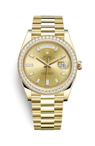 Rolex 228348RBR-0002 : Day-Date 40 Yellow Gold / Diamond / Champagne - Baguette