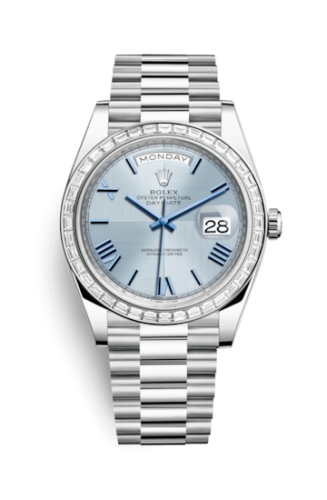 Rolex 228396tbr-0004 : Day-Date 40 Platinum - Baguette / Ice Blue Quadrant