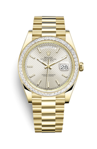 Rolex 228398tbr-0005 : Day-Date 40 Yellow Gold / Baguette / Silver