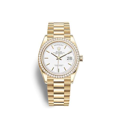 Rolex 28348RBR-0047 : Day-Date 36 Yellow Gold Diamond / White / President