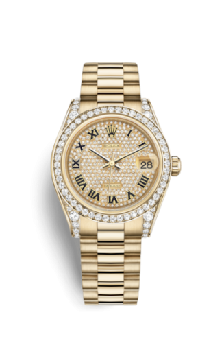 Rolex 178158-0022 : Datejust 31 Yellow Gold Diamond / President / Paved Roman