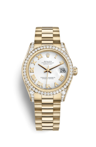 Rolex 178158-0054 : Datejust 31 Yellow Gold Diamond / President / White Roman