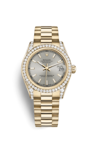 Rolex 178158-0066 : Datejust 31 Yellow Gold Diamond / President / Silver