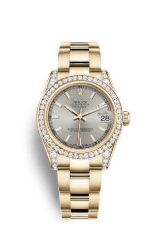 Rolex 178158-0087 : Datejust 31 Yellow Gold Diamond / Oyster / Silver