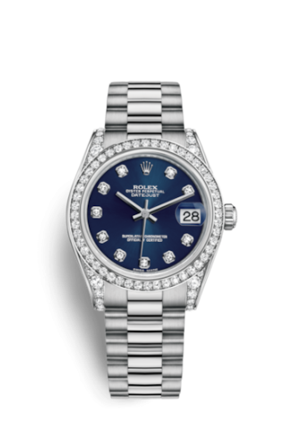 Rolex 178159-0020 : Datejust 31 White Gold Diamond / President / Blue Diamond