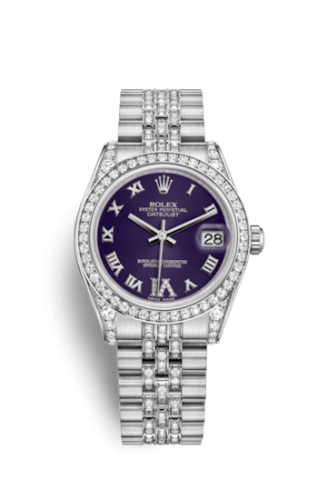 Rolex 178159-0065 : Datejust 31 White Gold Diamond / Jubilee Diamond / Purple Roman