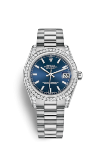 Rolex 178159-0067 : Datejust 31 White Gold Diamond / President / Blue