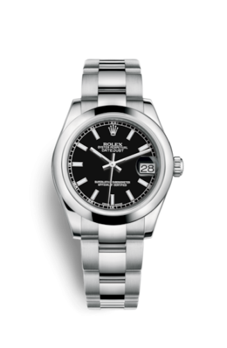 Rolex 178240-0025 : Datejust 31 Stainless Steel Domed / Oyster / Black
