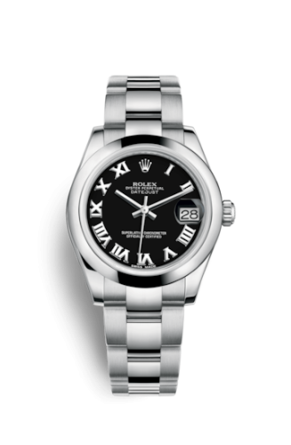 Rolex 178240-0034 : Datejust 31 Stainless Steel Domed / Oyster / Black Roman