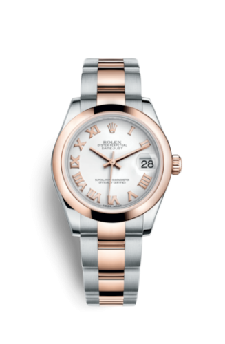 Rolex 178241-0068 : Datejust 31 Rolesor Everose Domed / Oyster / White Roman
