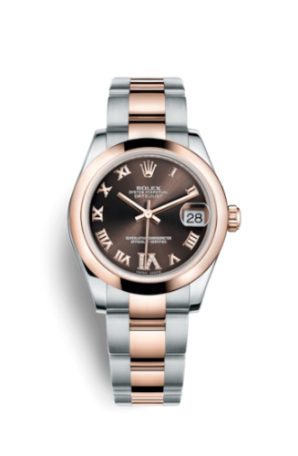 Rolex 178241-0074 : Datejust 31 Rolesor Everose Domed / Oyster / Chocolate Roman