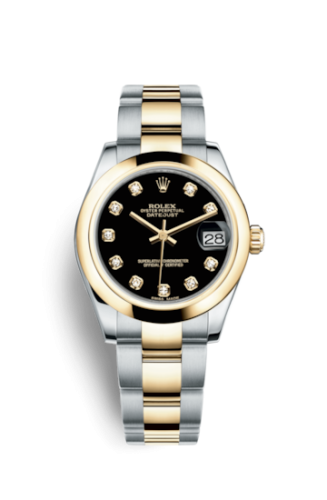 Rolex 178243-0051 : Datejust 31 Rolesor Yellow Domed / Oyster / Black Diamond