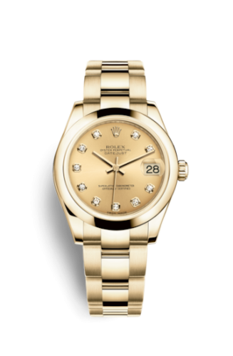 Rolex 178248-0012 : Datejust 31 Yellow Gold Domed / Oyster / Champagne Diamond