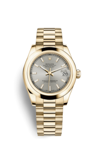Rolex 178248-0029 : Datejust 31 Yellow Gold Domed / President / Silver
