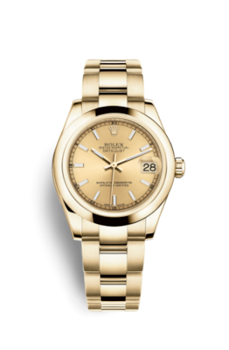 Rolex 178248-0042 : Datejust 31 Yellow Gold Domed / Oyster / Champagne