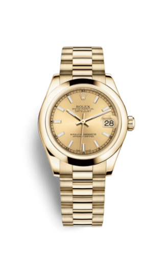 Rolex 178248-0048 : Datejust 31 Yellow Gold Domed / President / Champagne