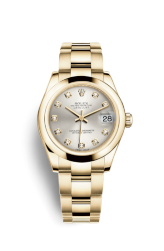 Rolex 178248-0054 : Datejust 31 Yellow Gold Domed / Oyster / Silver Diamonds