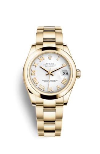 Rolex 178248-0065 : Datejust 31 Yellow Gold Domed / Oyster / White Roman