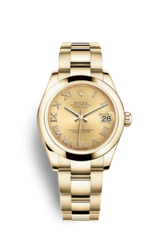Rolex 178248-0079 : Datejust 31 Yellow Gold Domed / Oyster / Champagne Roman