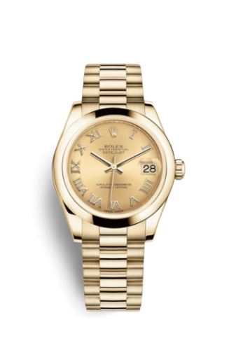 Rolex 178248-0080 : Datejust 31 Yellow Gold Domed / President / Champagne Roman