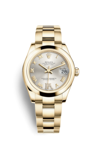 Rolex 178248-0082 : Datejust 31 Yellow Gold Domed / Oyster / Silver Roman