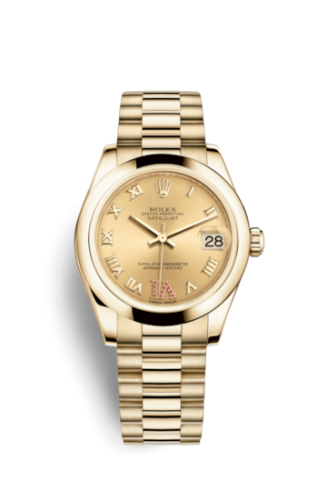 Rolex 178248-0087 : Datejust 31 Yellow Gold Domed / President / Champagne Roman