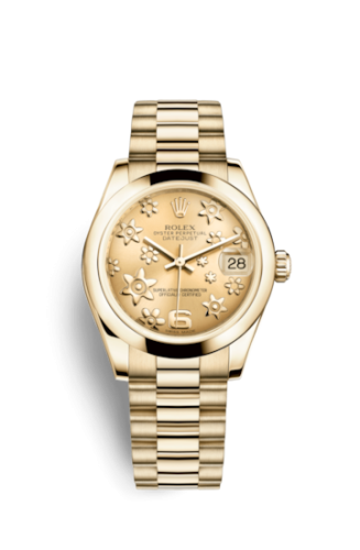 Rolex 178248-0093 : Datejust 31 Yellow Gold Domed / President / Champagne Floral