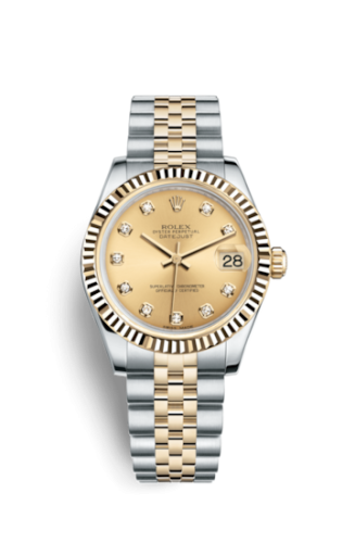 Rolex 178273-0002 : Datejust 31 Rolesor Yellow Fluted / Jubilee / Champagne Diamond