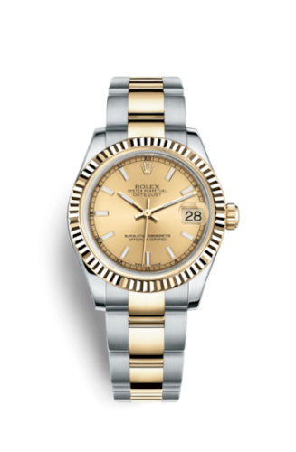 Rolex 178273-0009 : Datejust 31 Rolesor Yellow Fluted / Oyster / Champagne