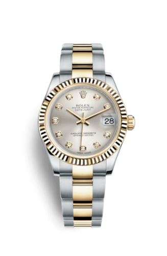 Rolex 178273-0040 : Datejust 31 Rolesor Yellow Fluted / Oyster / Silver Diamond