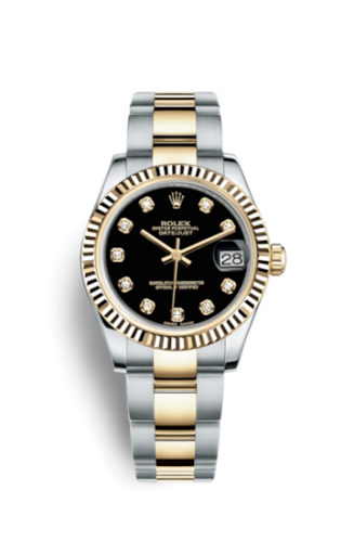 Rolex 178273-0045 : Datejust 31 Rolesor Yellow Fluted / Oyster / Black Diamond