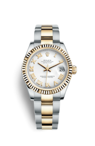 Rolex 178273-0072 : Datejust 31 Rolesor Yellow Fluted / Oyster / White Roman