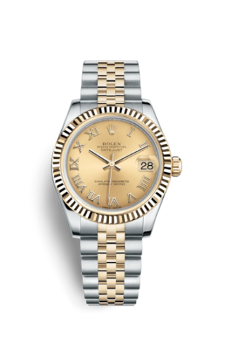 Rolex 178273-0087 : Datejust 31 Rolesor Yellow Fluted / Jubilee / Champagne Roman