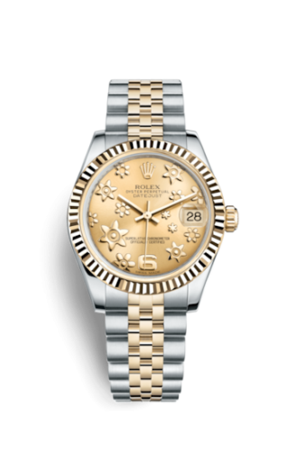 Rolex 178273-0092 : Datejust 31 Rolesor Yellow Fluted / Jubilee / Champagne Floral
