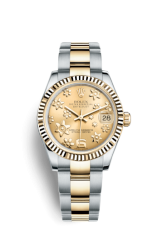 Rolex 178273-0093 : Datejust 31 Rolesor Yellow Fluted / Oyster / Champagne Floral