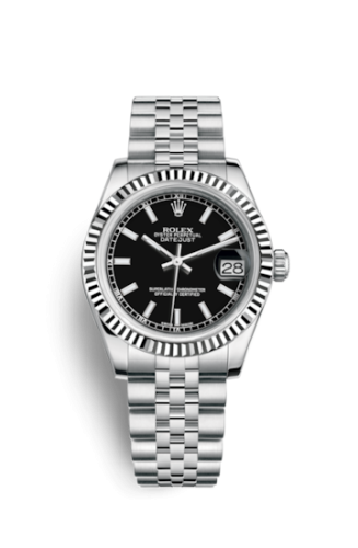 Rolex 178274-0004 : Datejust 31 Stainless Steel Fluted / Jubilee / Black