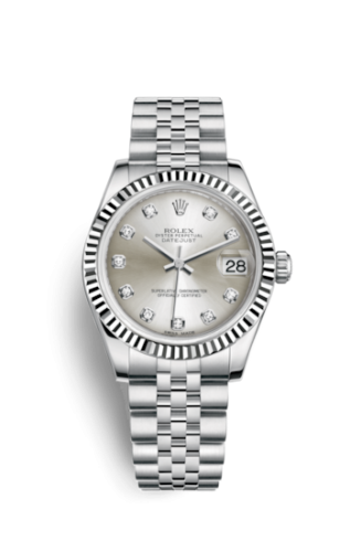Rolex 178274-0018 : Datejust 31 Stainless Steel Fluted / Jubilee / Silver - Diamond