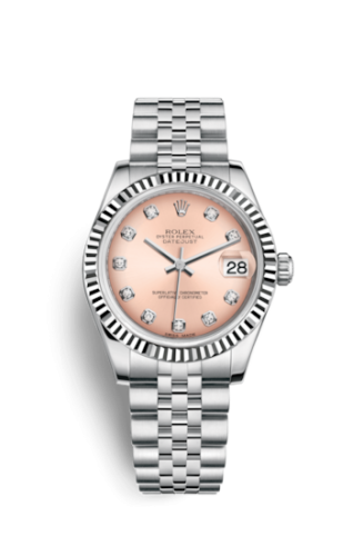 Rolex 178274-0022 : Datejust 31 Stainless Steel Fluted / Jubilee / Pink - Diamond